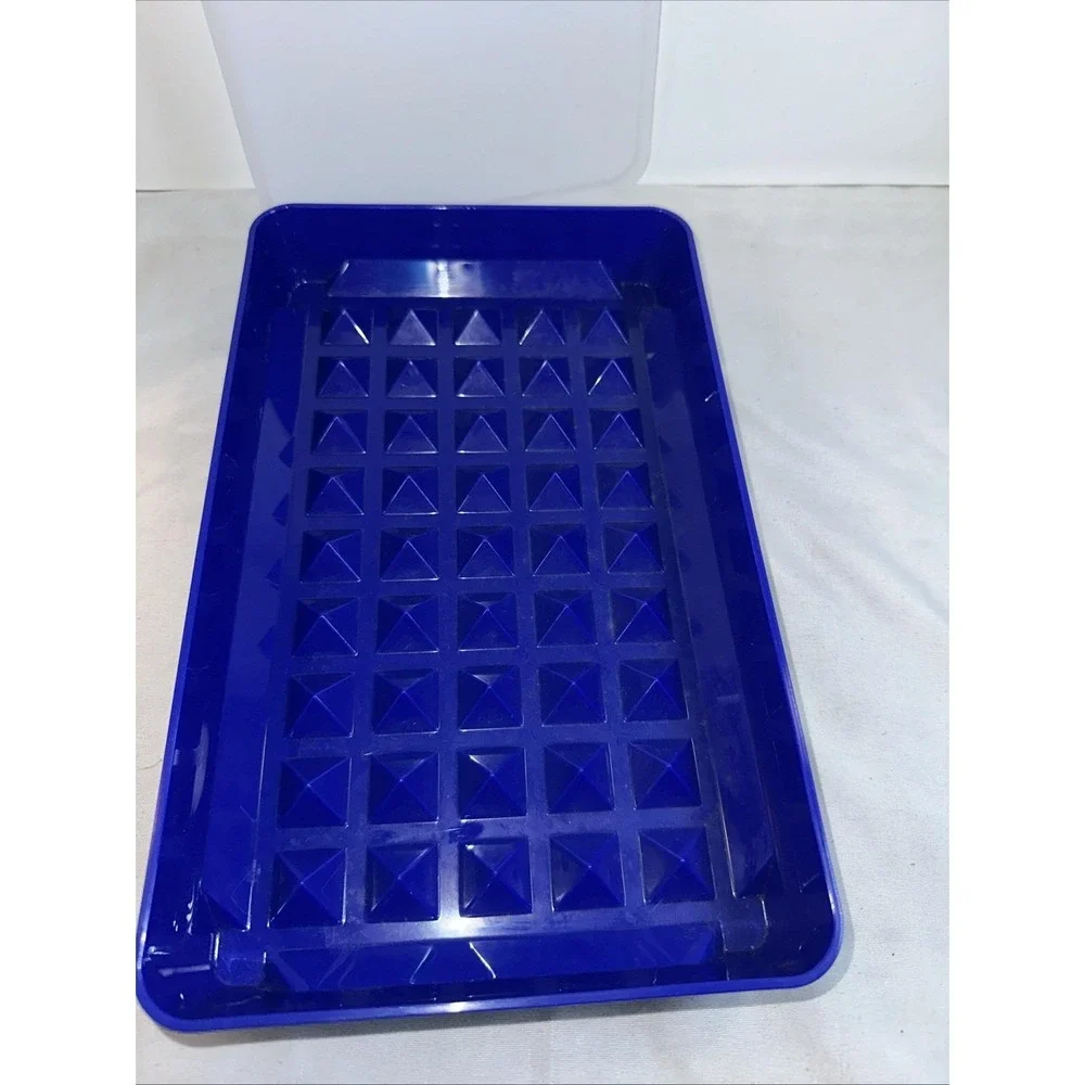 Vintage Tupperware 1292 Blue Bacon Meat Keeper w/ Lid NOS New Old Stock Unused